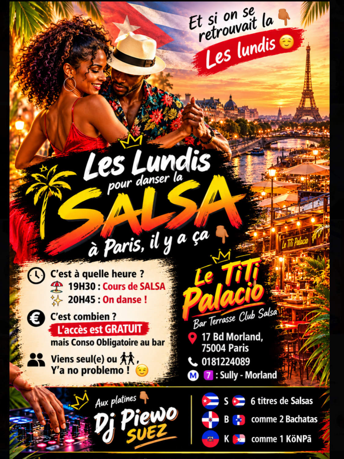Lundi | Soirée Salsa & Cours | Titi Palacio Paris