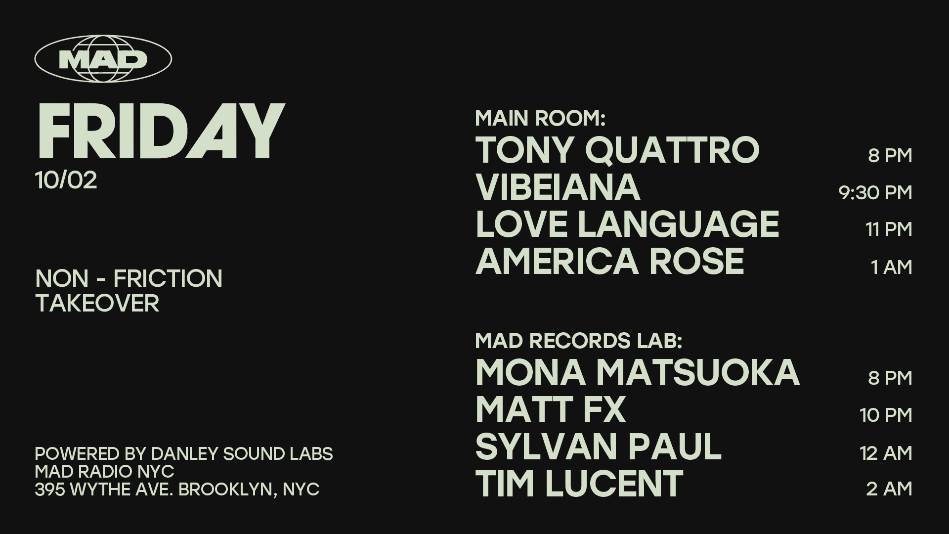 Non-Friction Takeover: Tony Quattro / Vibeiana/Love Language