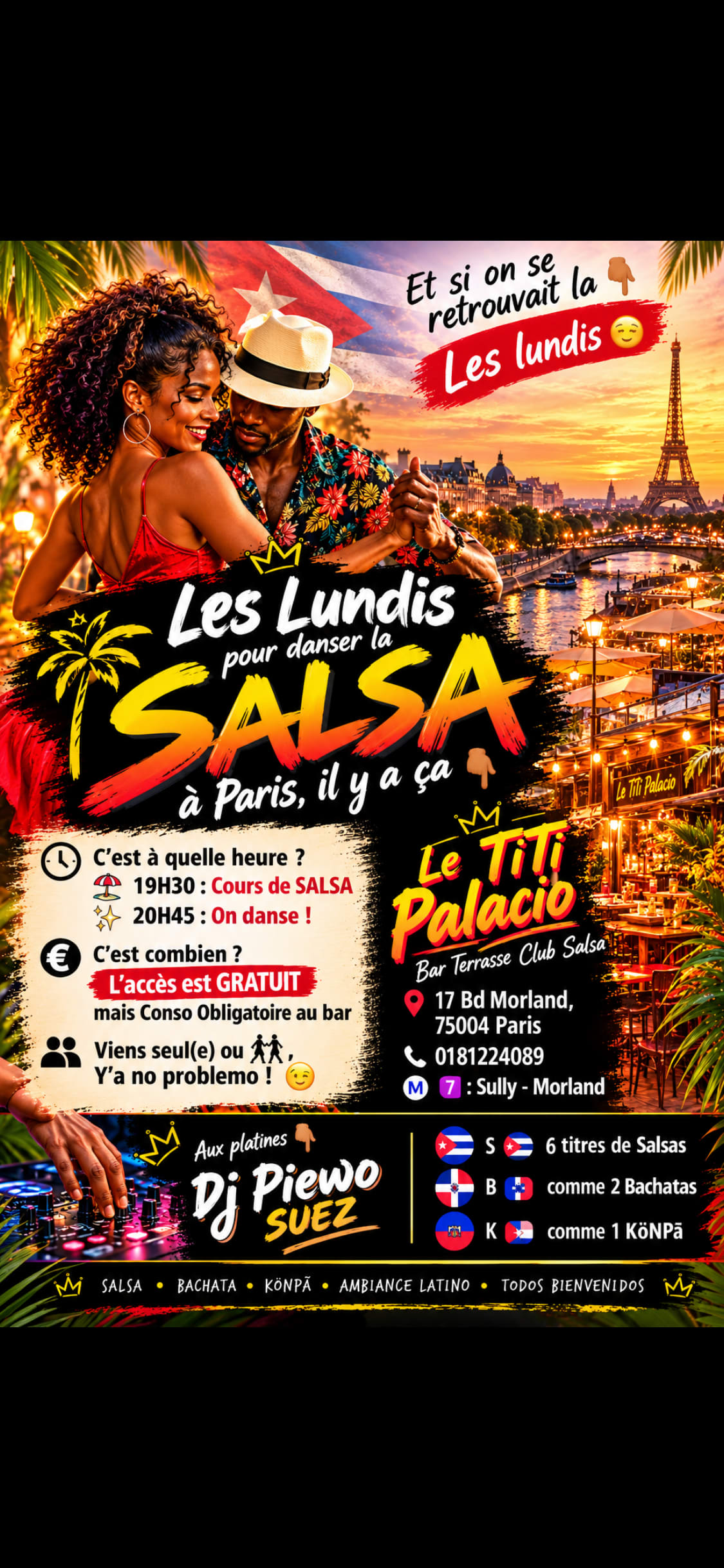 Lundi | Soirée Salsa & Cours | Titi Palacio Paris