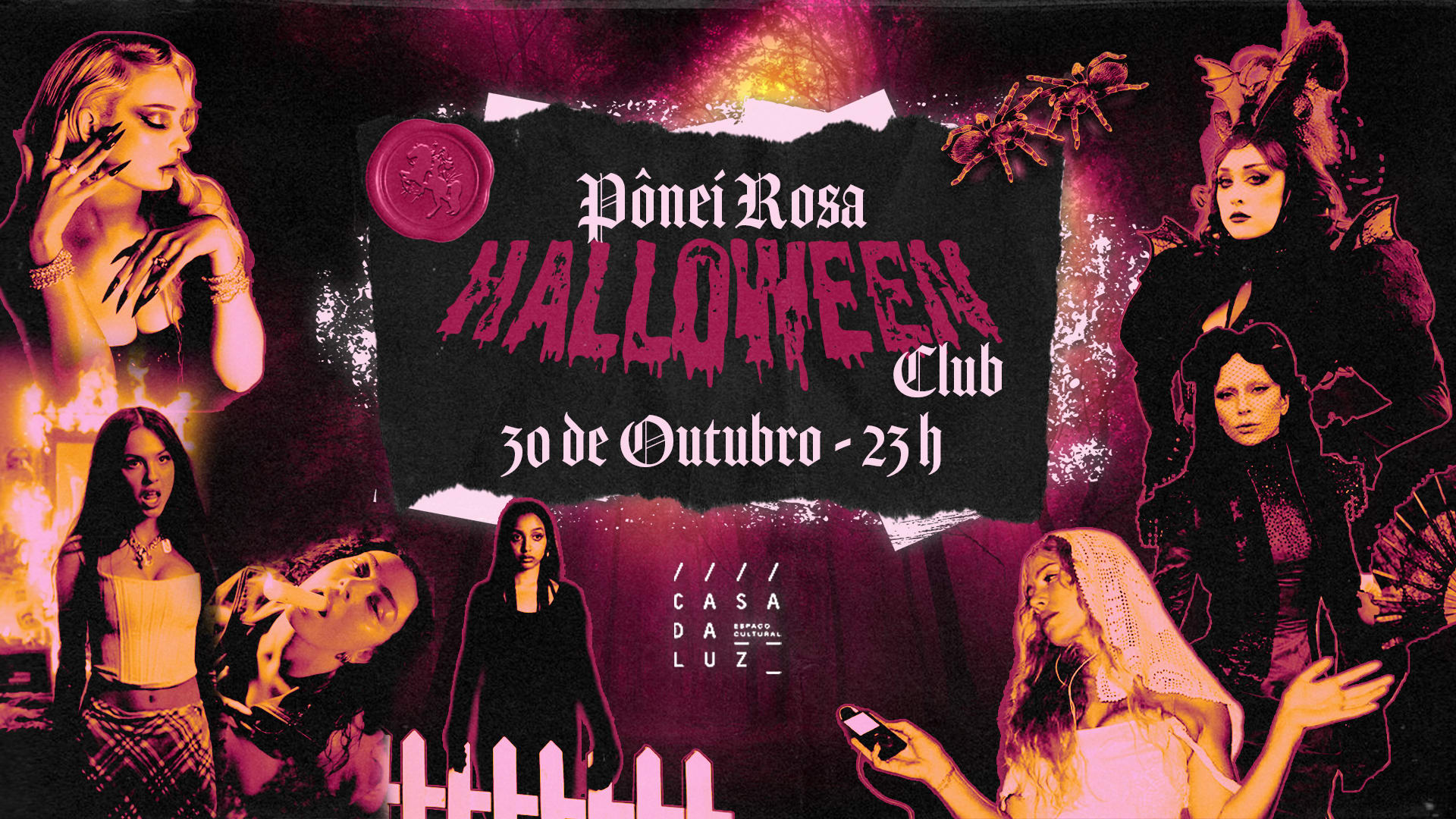 Pônei Rosa Halloween Club