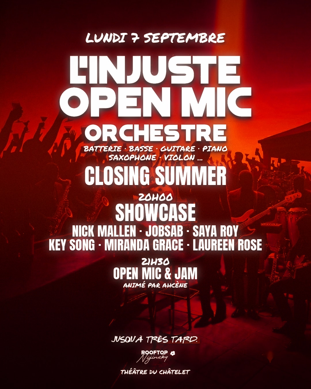 Linjuste Open Mic Closing Rooftop Nijinsky Theatreduchatelet
