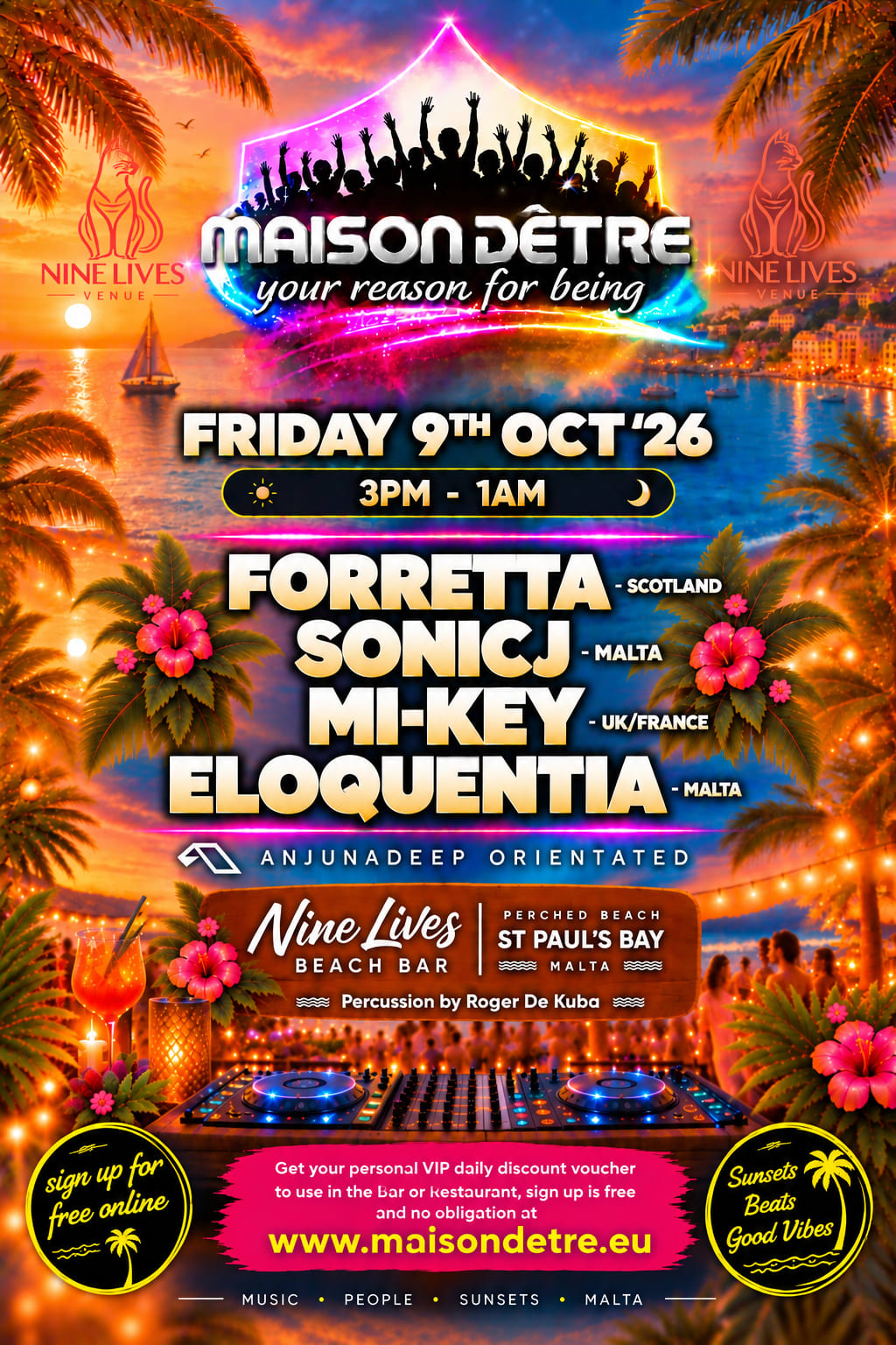 Maison D'etre Malta - Anjunadeep Friday 9th October 3pm