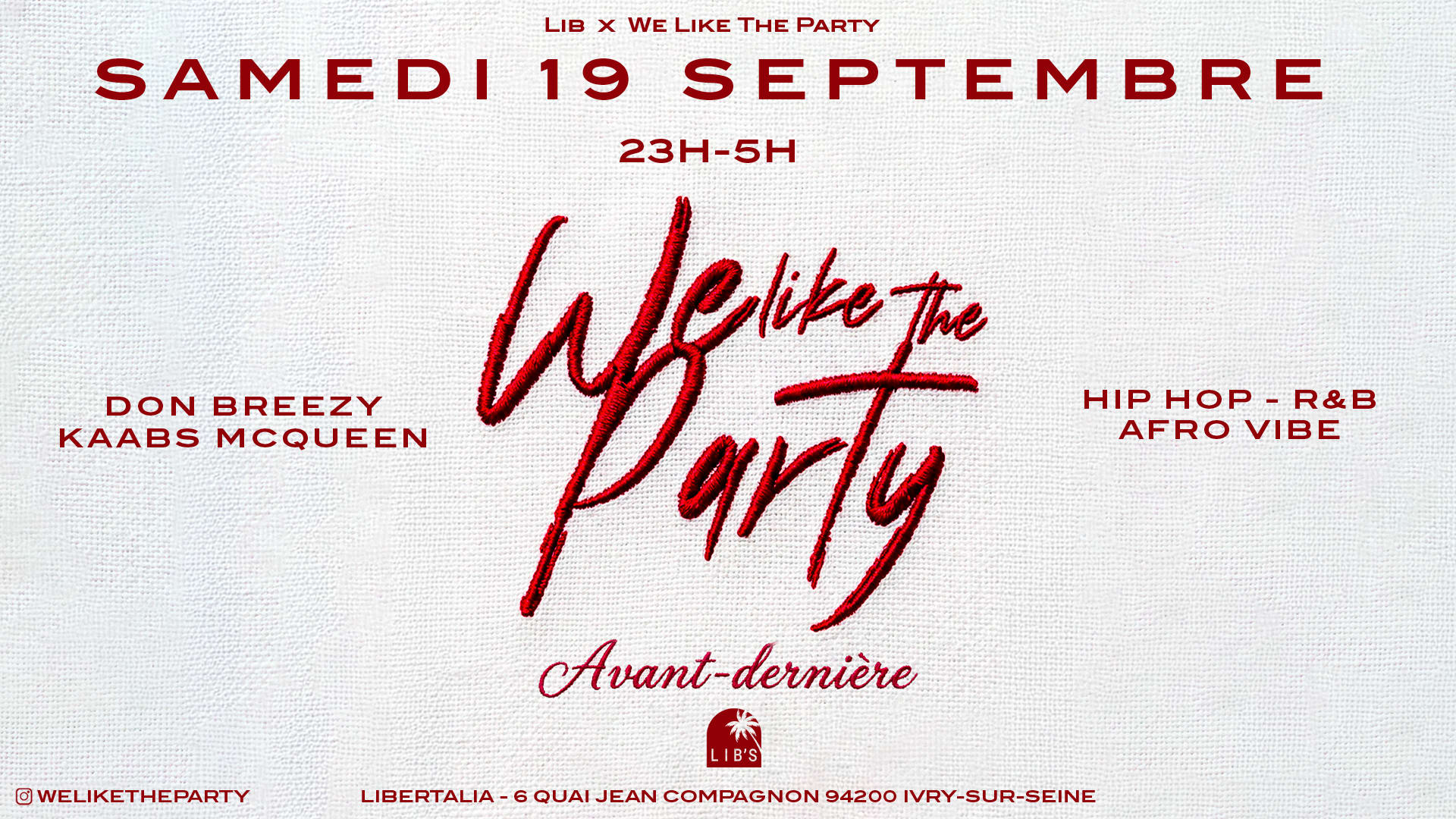 We Like The Party • Samedi 19 Septembre