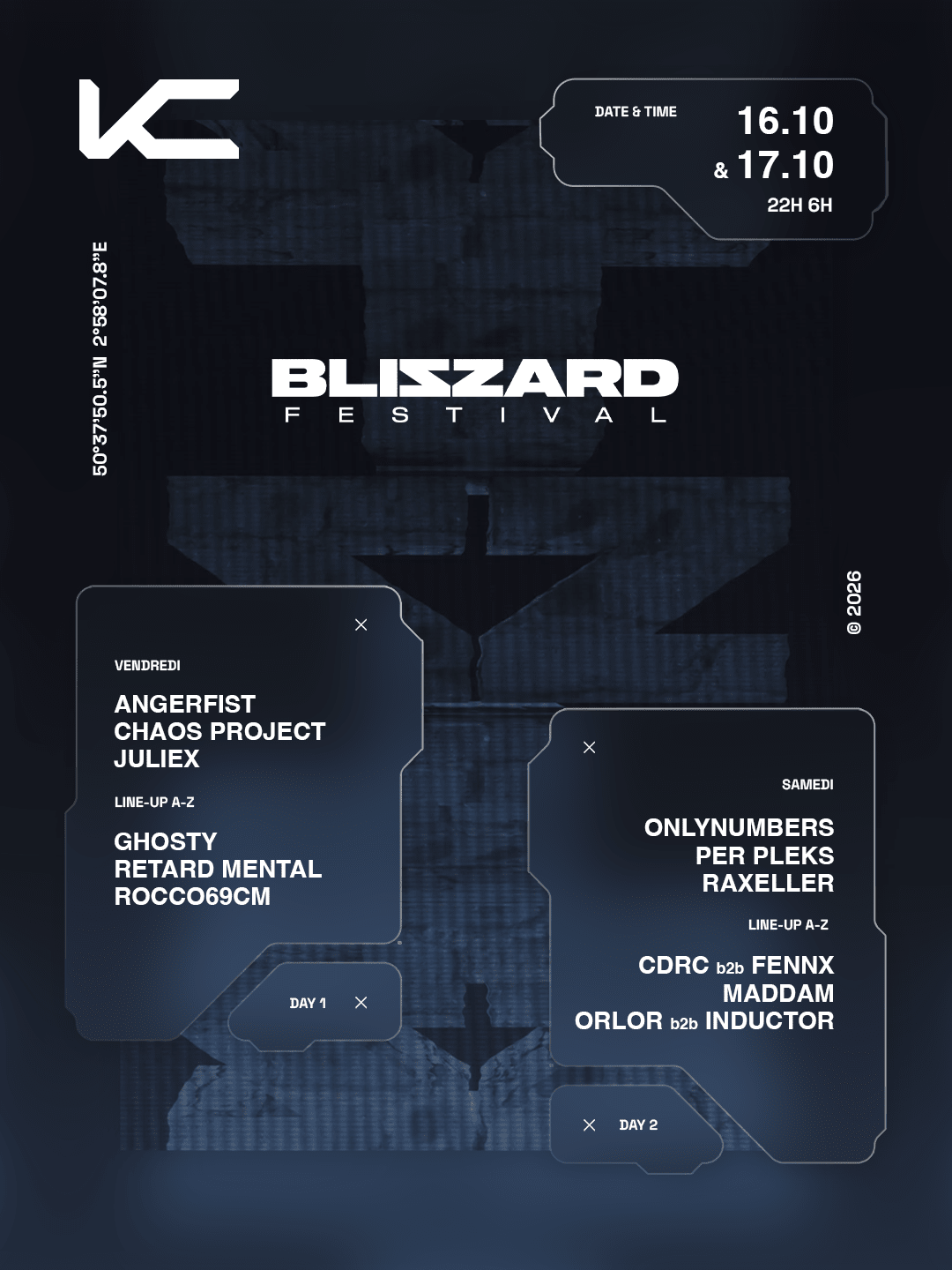 Kodz X Blizzard Festival : Angerfist, Onlynumbers & More