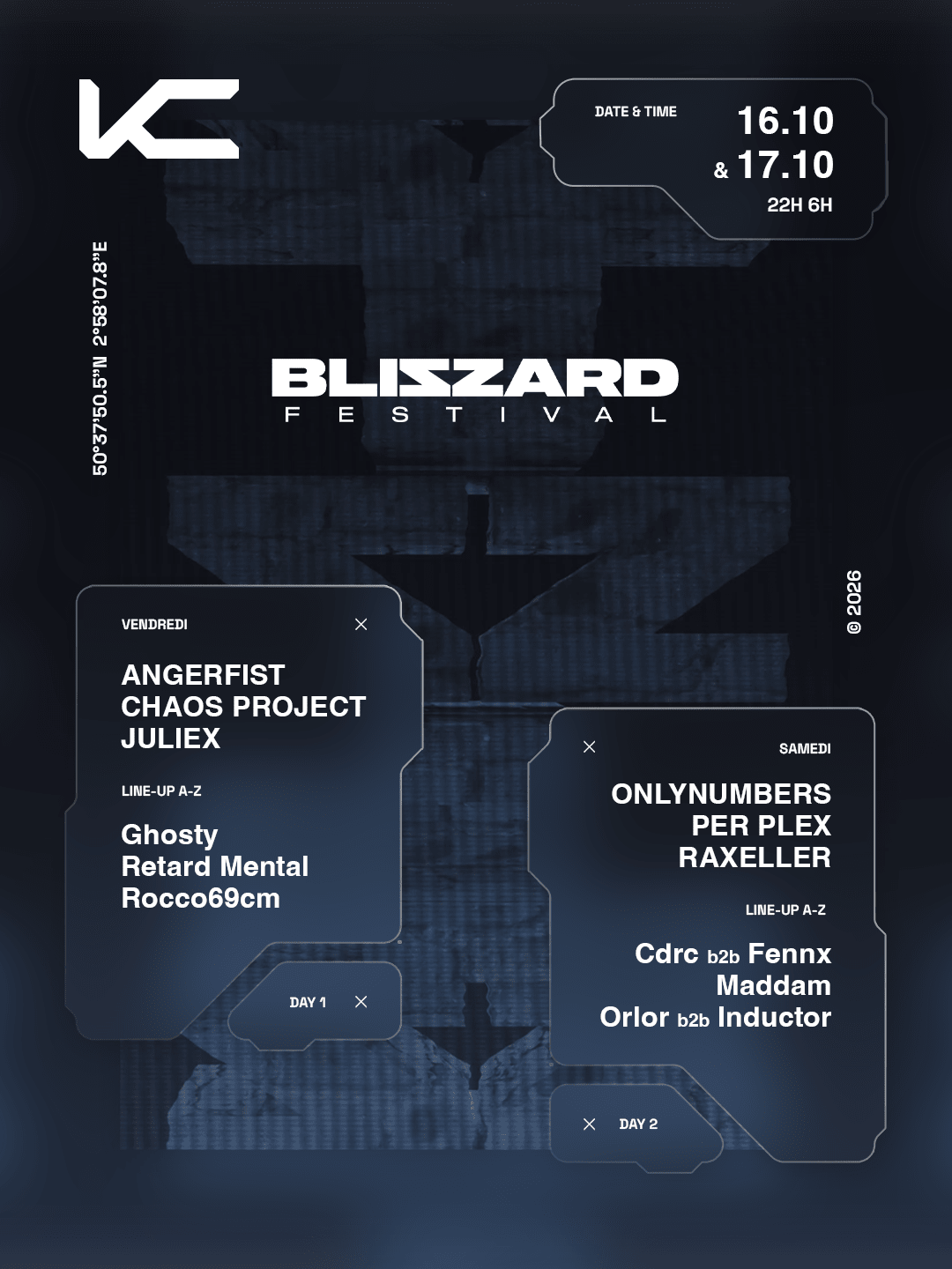 Kodz X Blizzard Festival : Angerfist, Onlynumbers & More
