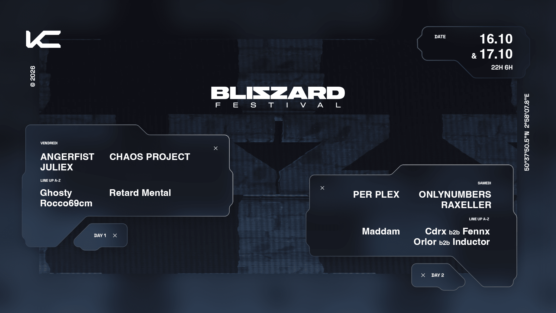 Kodz X Blizzard Festival : Angerfist, Onlynumbers & More