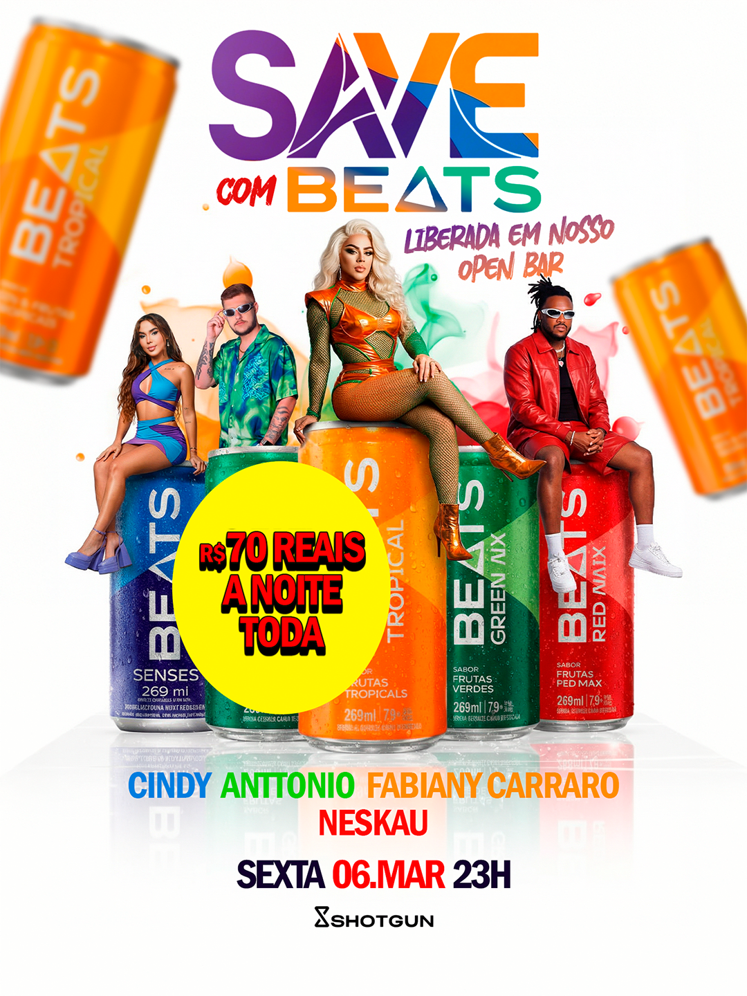 Save - Beats Liberada | Open Bar | 70 Reais A Noite Toa