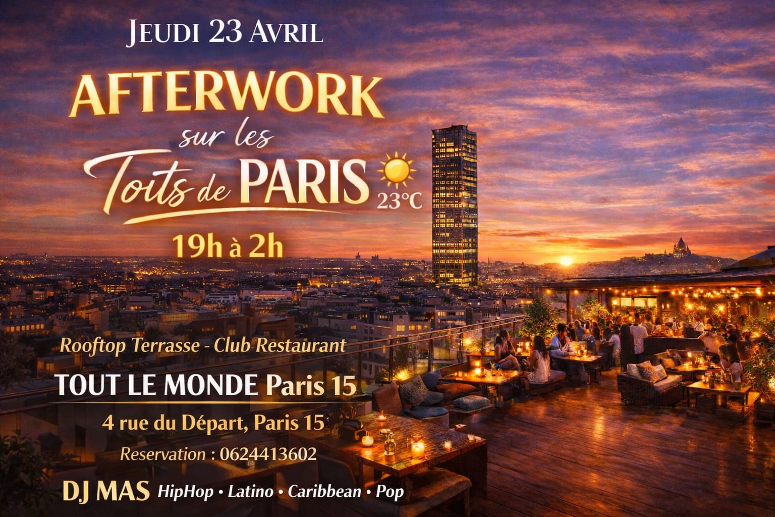 Afterwork Sur Les Toits De Paris Rooftop / Terrasse /Food