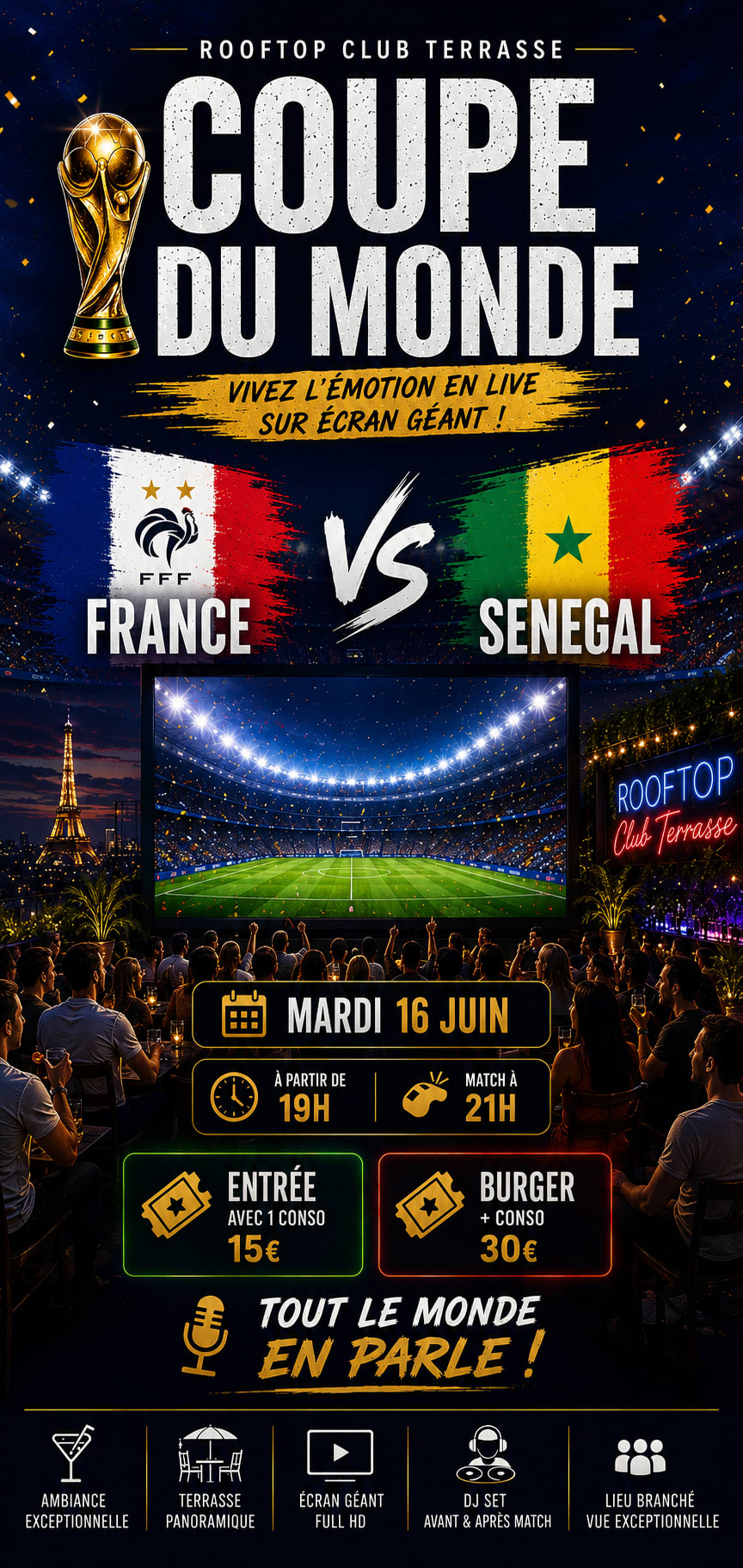 Coupe Du Monde France & Senegal Ecran Geant