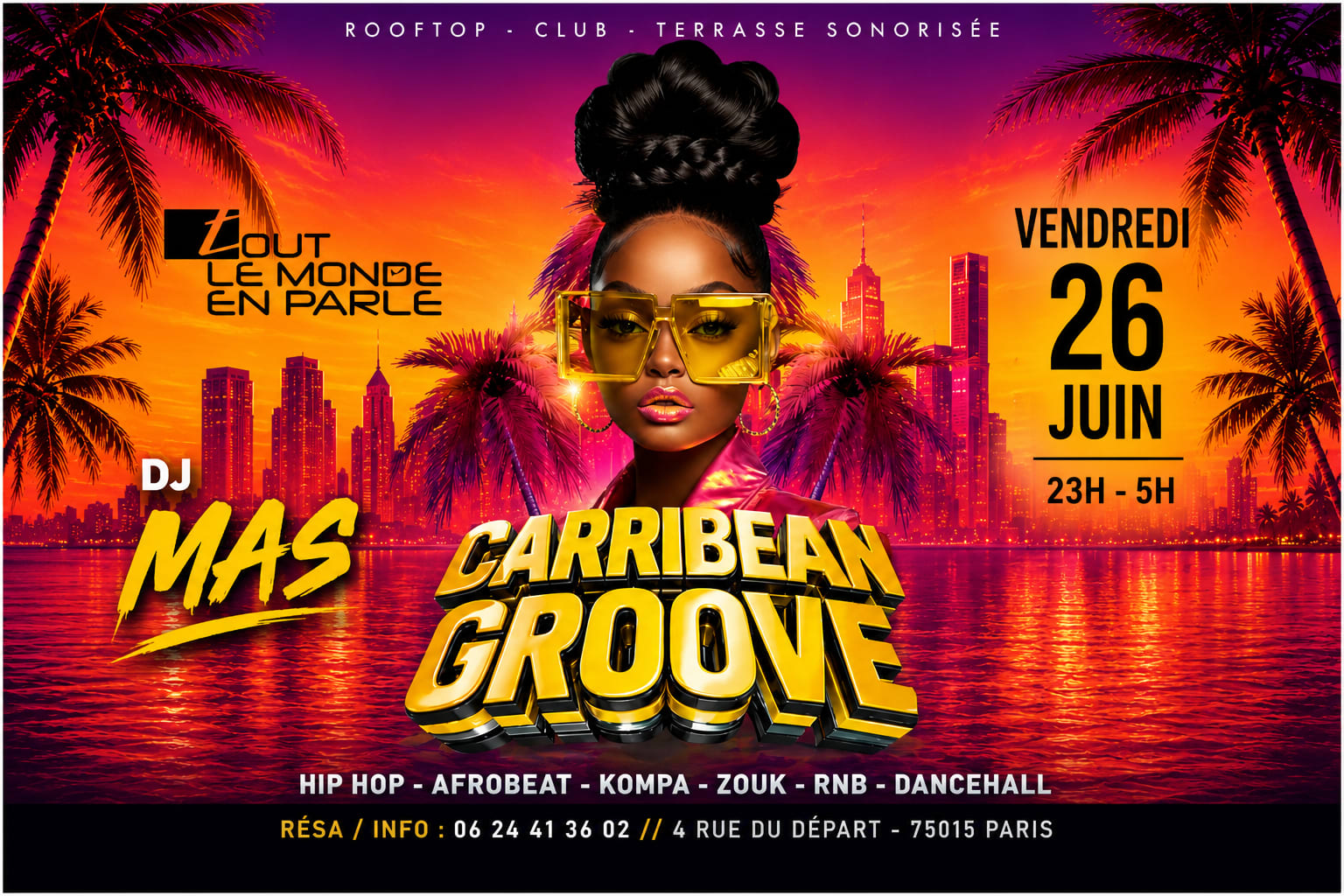 Soiree Caribbean Groove ,Club Terrasse Hiphop Afrobeat