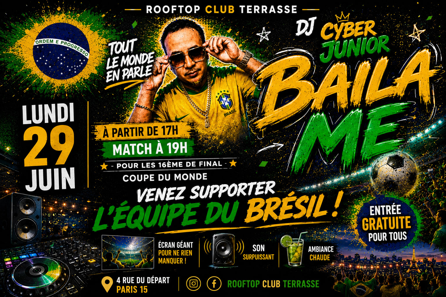Soiree Bresilienne Baila Me ,Dj, Ecran Geant Bresil / Ecosse