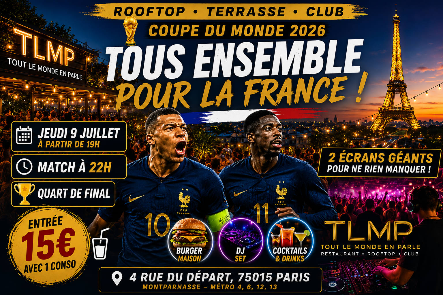 Afterwork /Quart De Final France 2 Ecran Geant Open Air /Dj