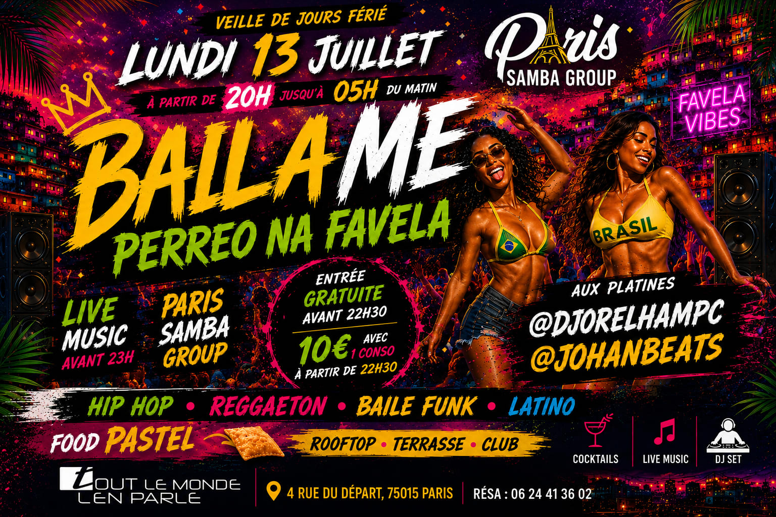 Soiree Bresilienne & Reggaeton Baila Me Open Air