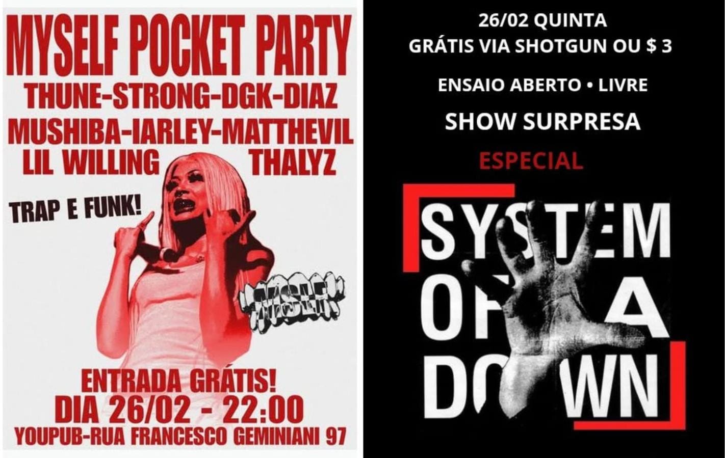 Myself Pocket Party / Ensaio Aberto + Especial Soad