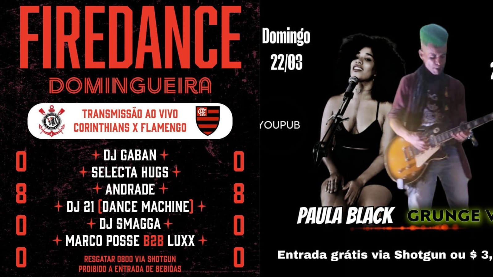 Domingueira Fire Dance + Show Paula Black & Grunge Verde