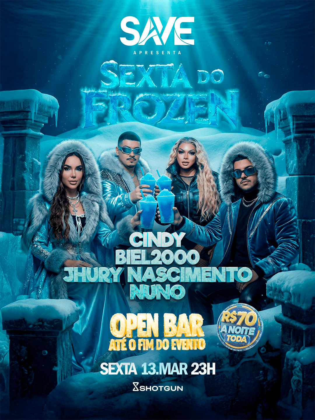 Save - Sexta Do Frozen | 70 Reais A Noite Toda | Open Bar