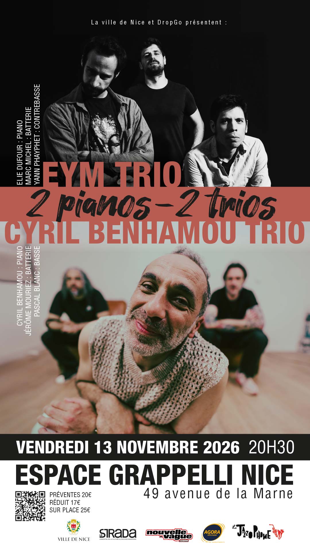 2 Pianos / 2 Trios / Cyril Benhamou Trio × Eym Trio / Nice
