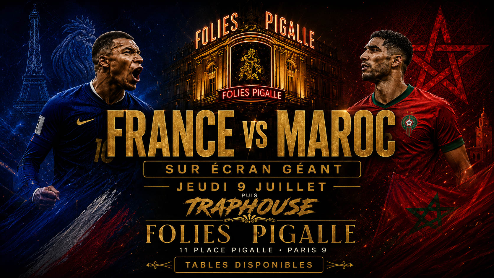 France 🇫🇷 Vs Maroc 🇲🇦 Sur Écran Géant Aux Folies Pigalle