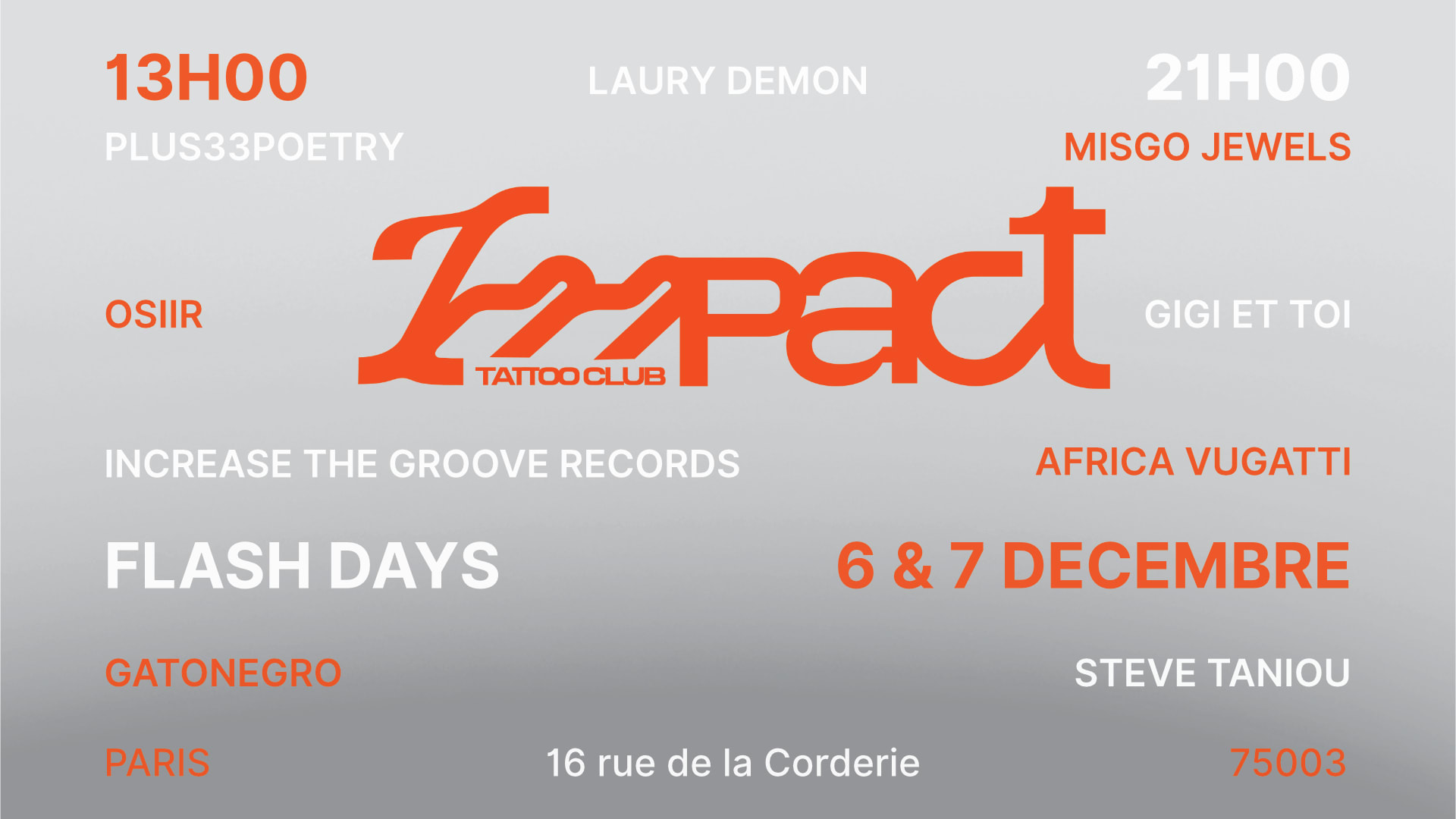 Impact Tattoo Club – Flash Days 6 & 7 Dec