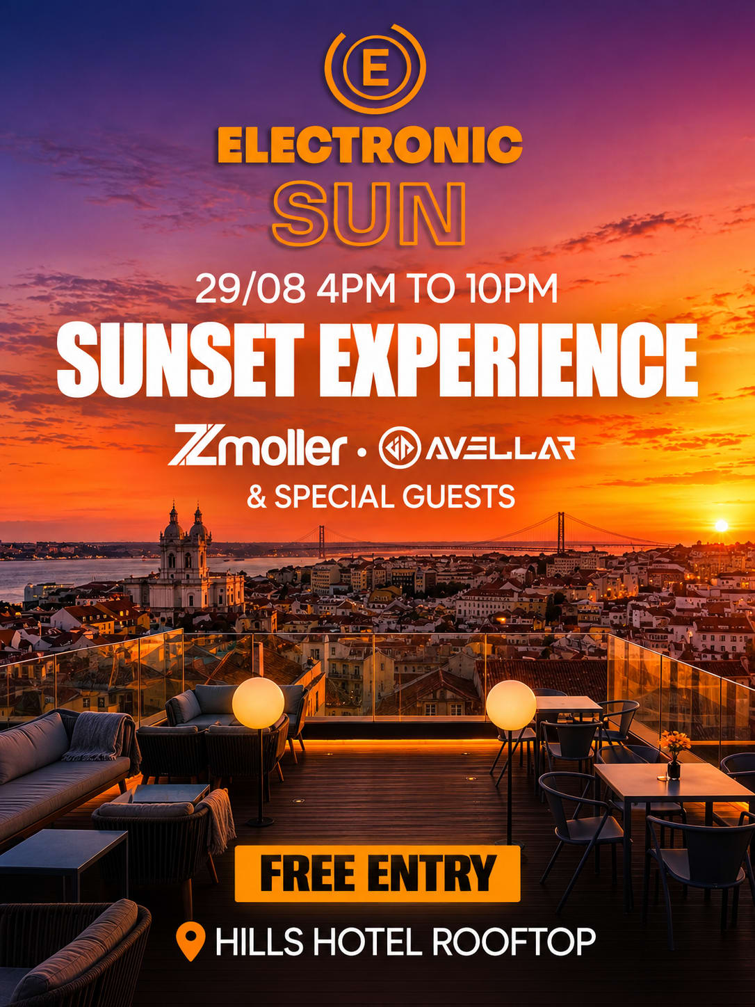 Electronic Sun X Hills Rooftop, Sunset Experience Free Entry