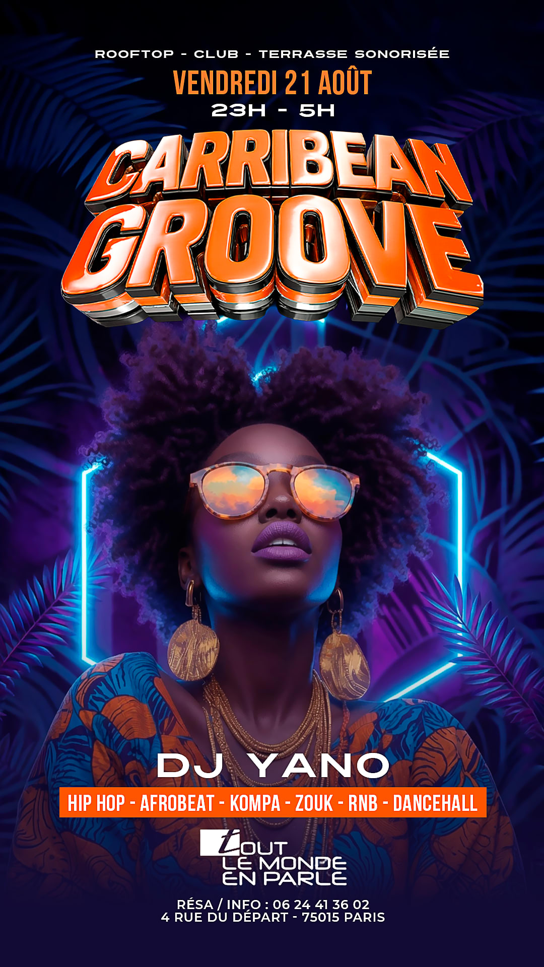 Soiree Caribbean Groove ,Club Terrasse Hiphop Afrobeat