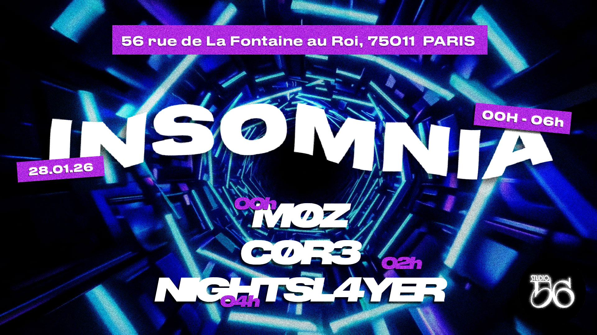 Insomnia W/ Møz, C0r3 , Nightslayer