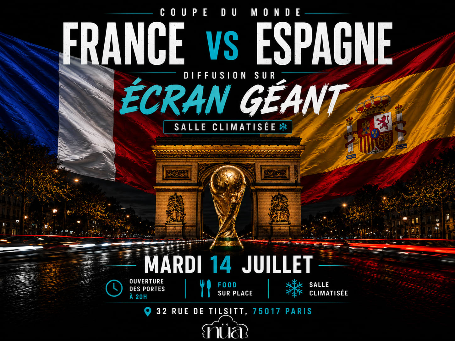 Match France Vs Espagne Ecran Geant Arc De Triomphe