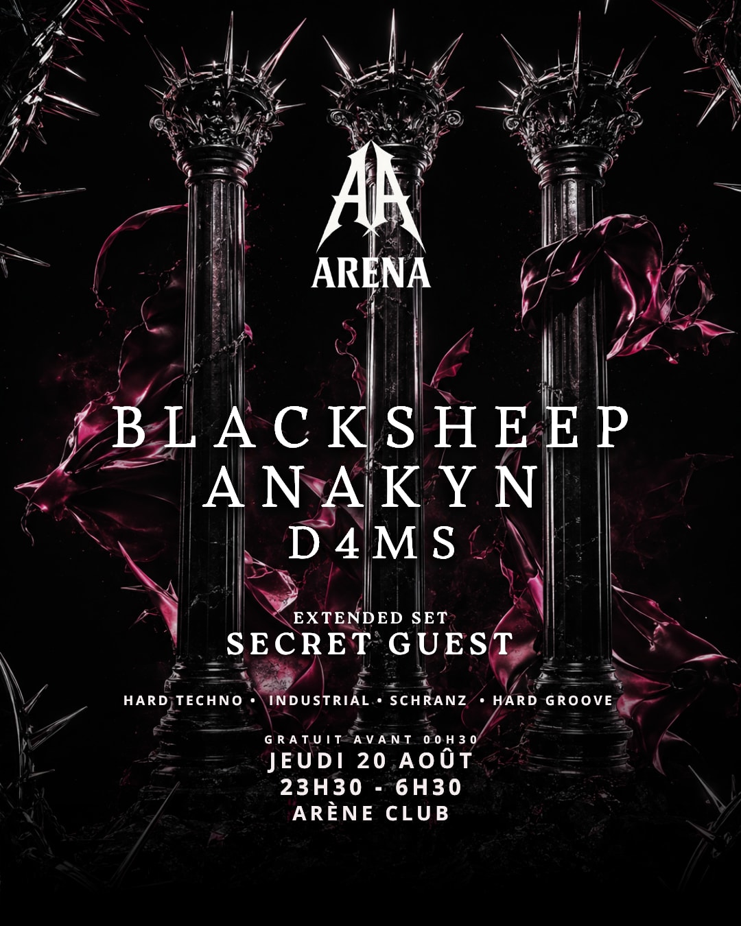 Jeudi Techno Arena : Blacksheep - Anakyn - D4ms
