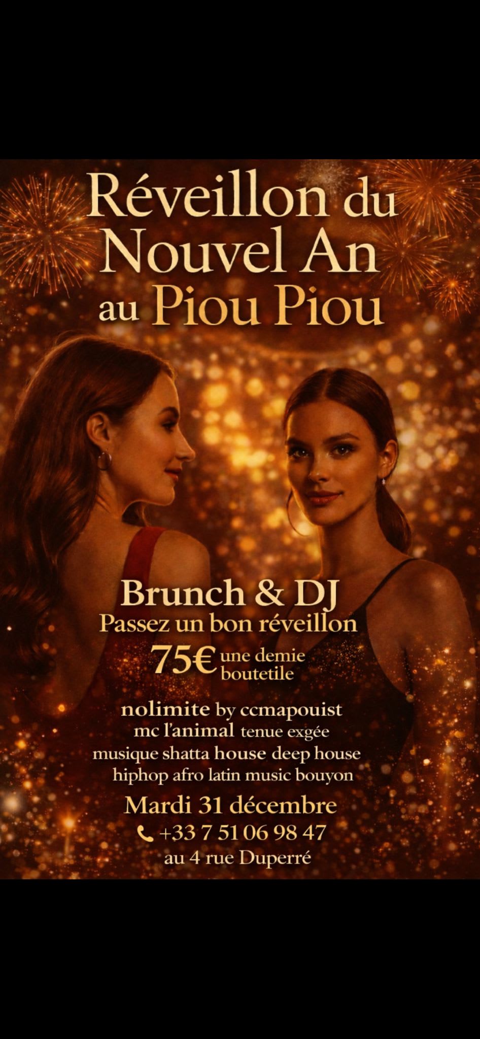 Soirée Reveillon Paris Piou Piou Club