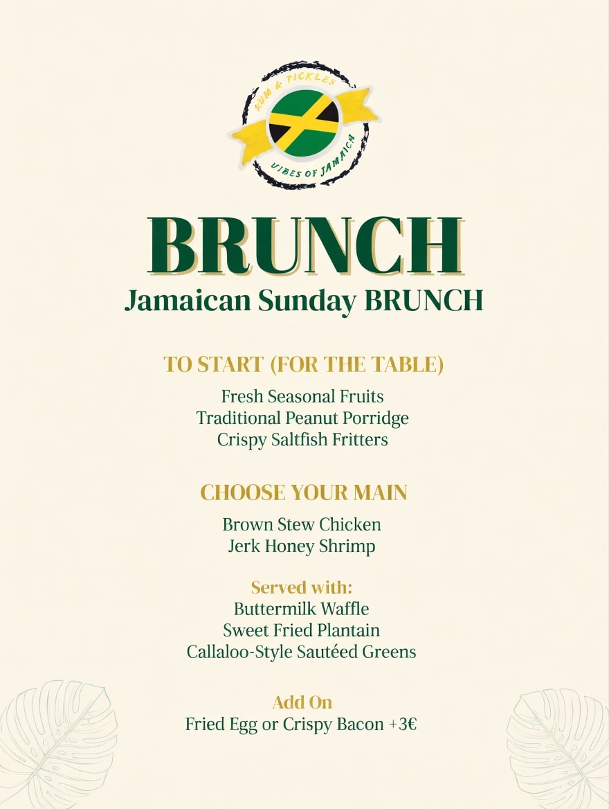 Jamaican Sunday Brunch April 5