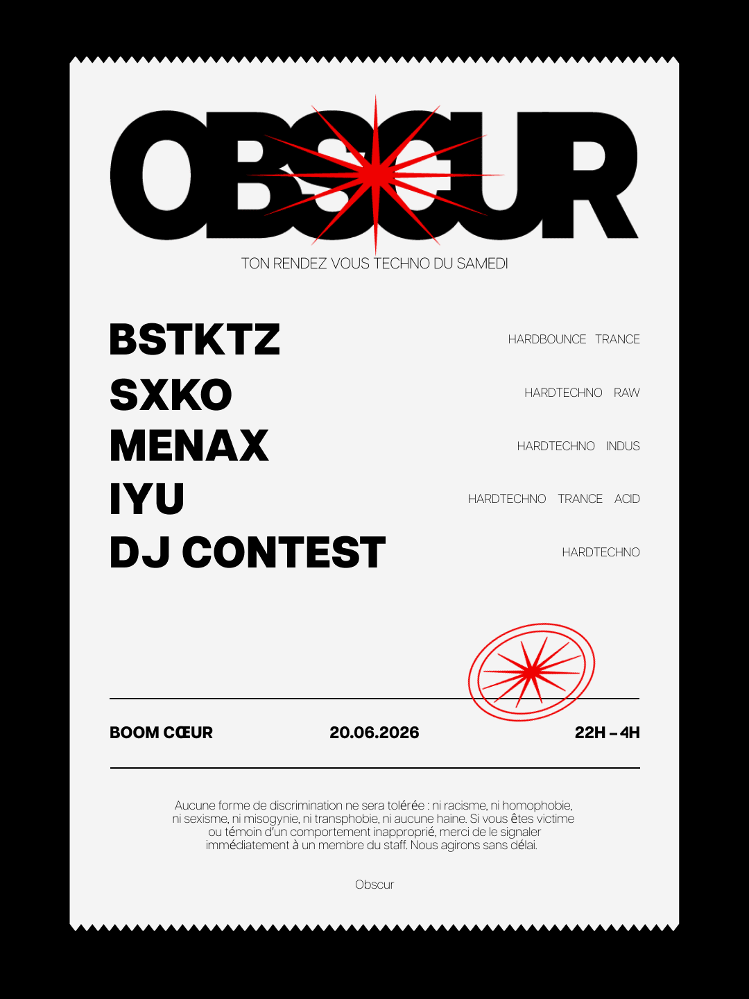 Obscur : Bstktz, Menax, Sxko, Iyu, Dj Contest