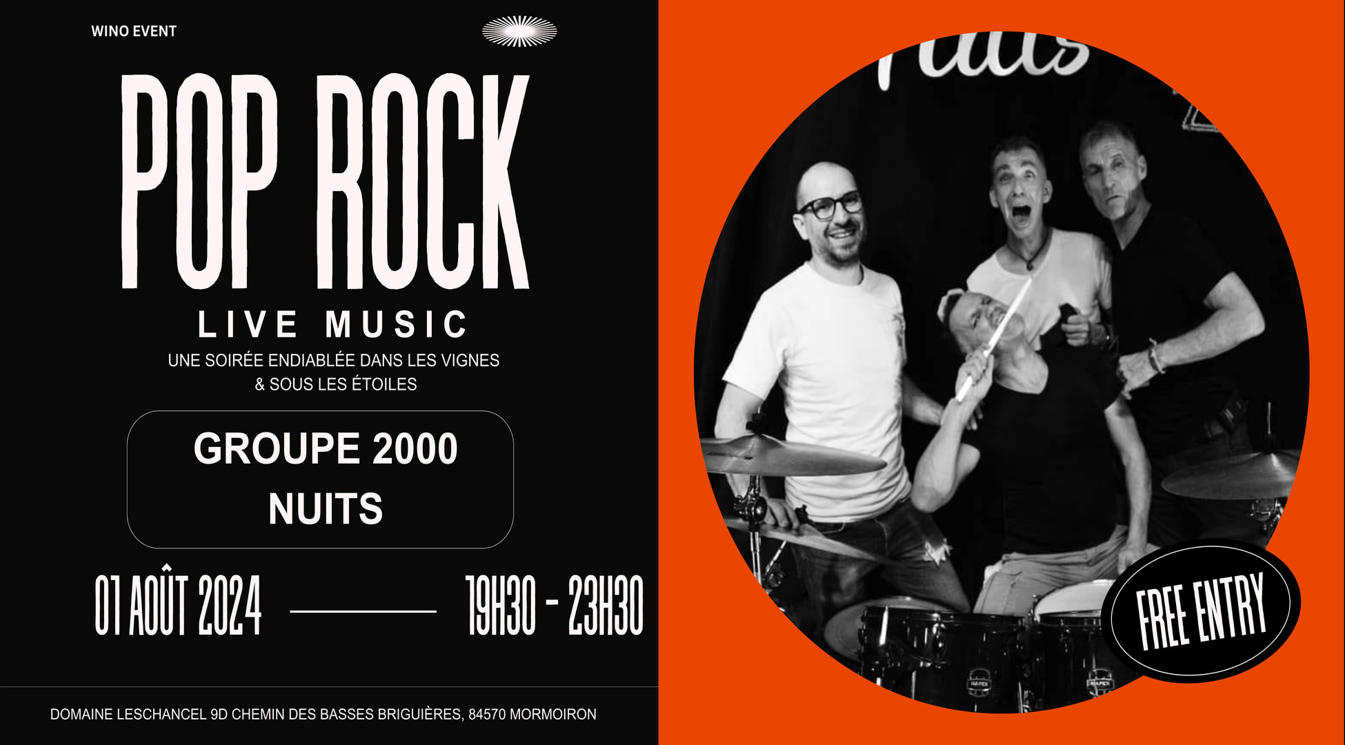 Soirée Pop Rock X Domaine Leschancel À Mormoiron