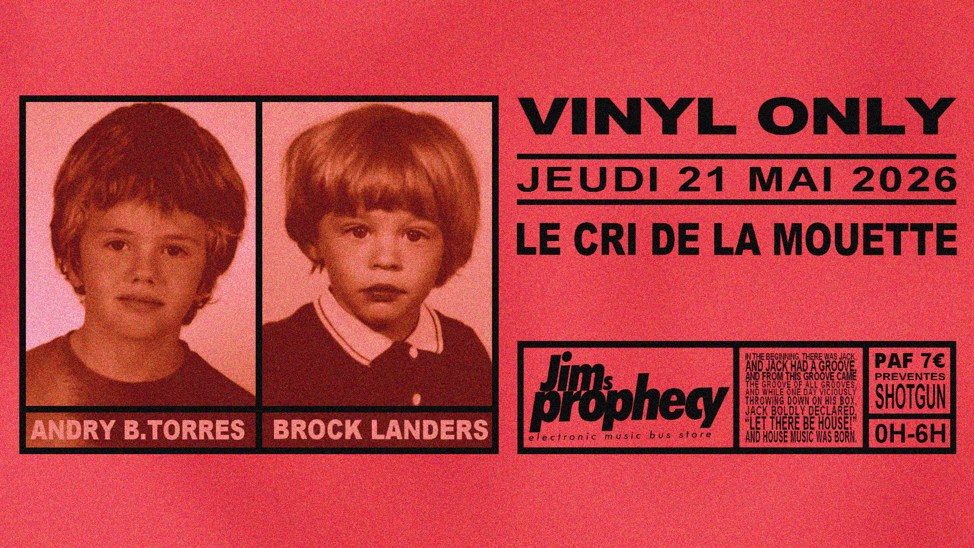 Vinyl Only! Jim's Prophecy W/ Brock Landers & Andry B.Torres