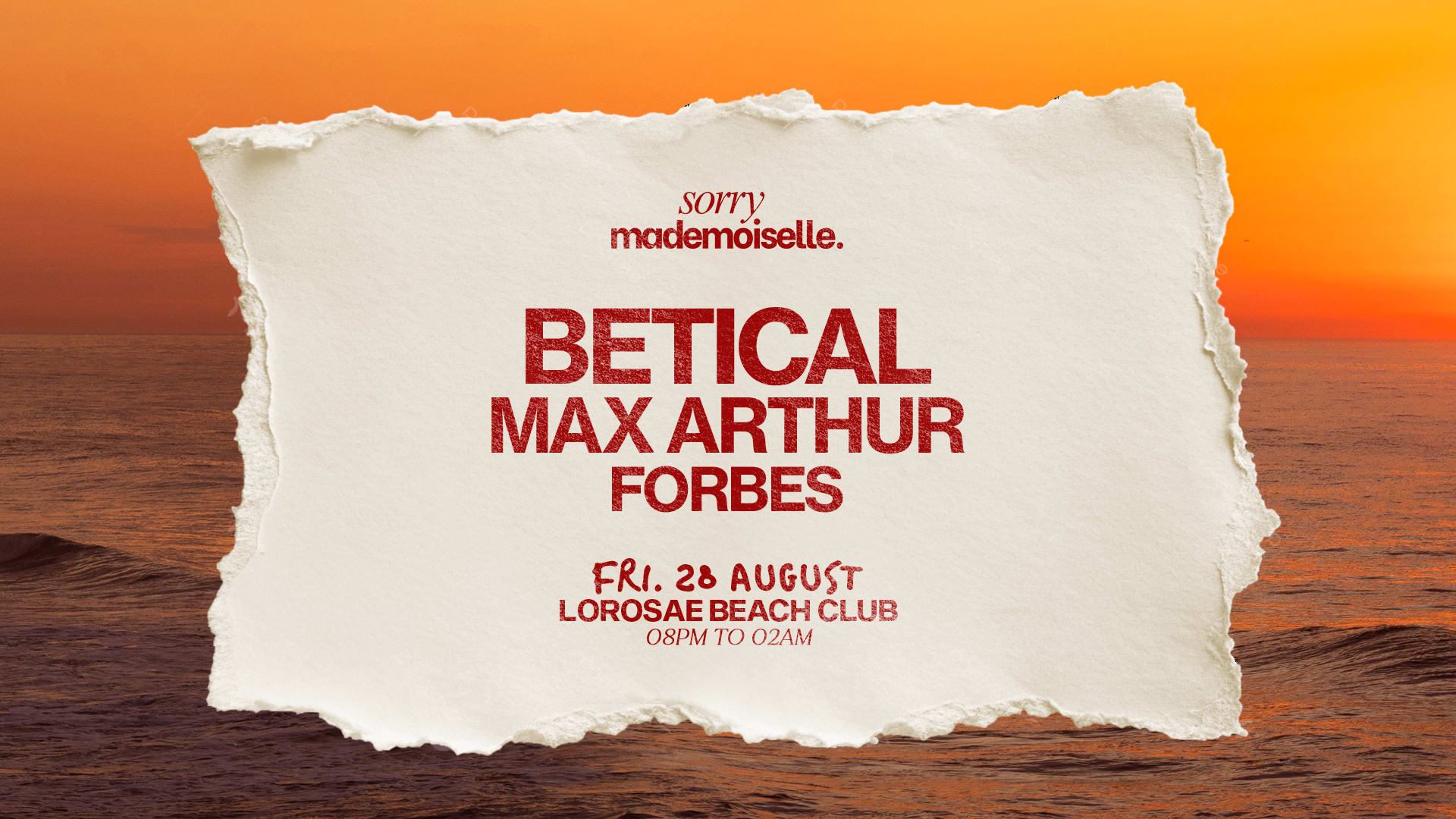 Beach Residency With Betical By Sorry Mademoiselle