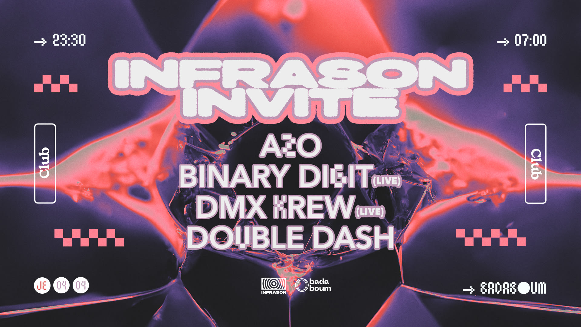 Club — Infrason Invite Binary Digit Live (+) Dmx Krew Live