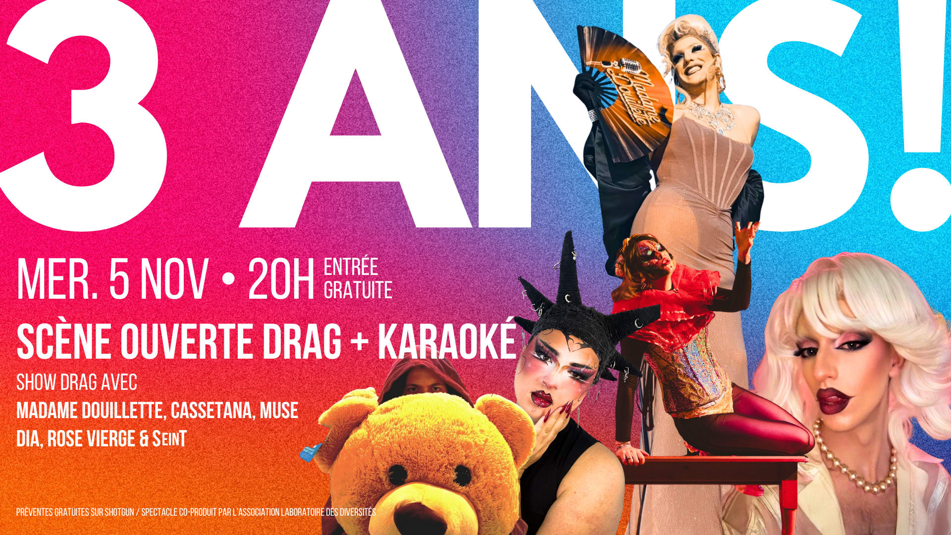 3 Ans Du Boum ! Drag Show + Karaoke Drag