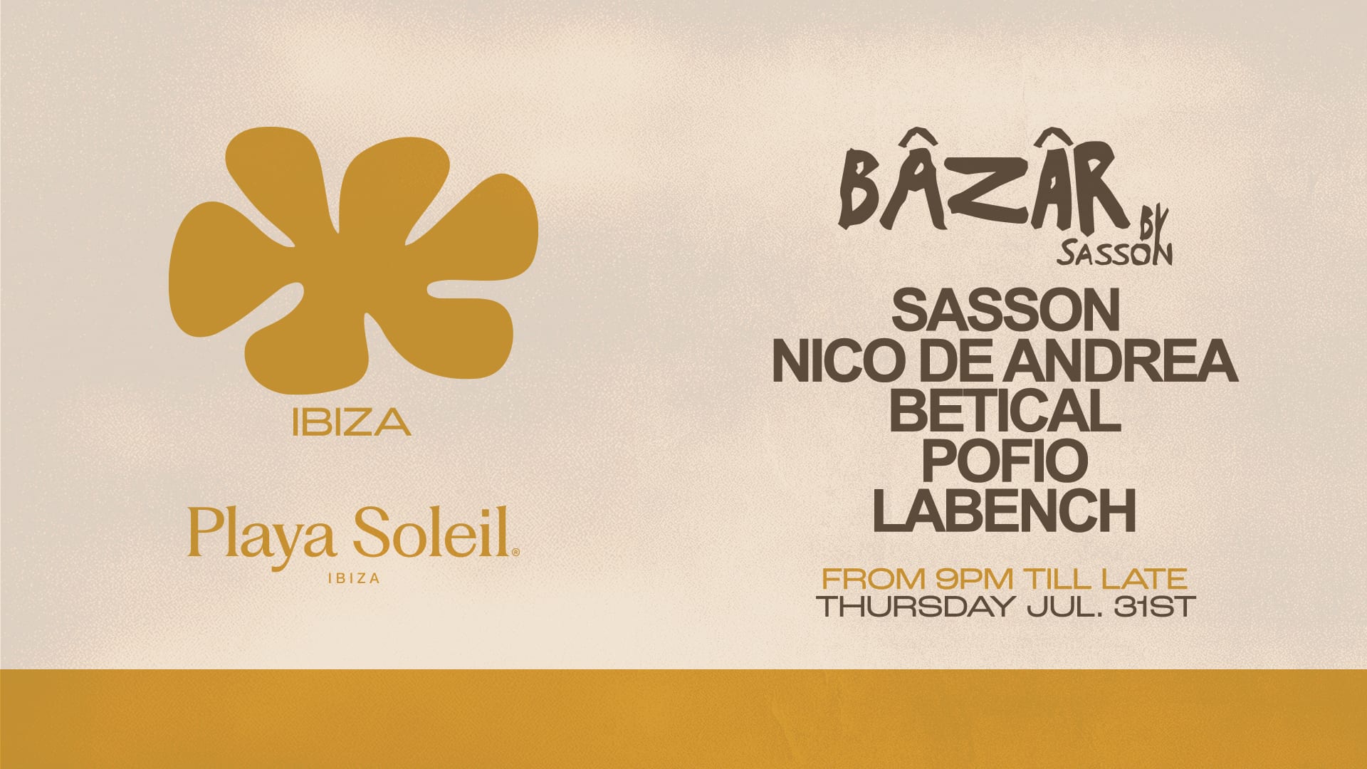 Bâzâr By Sasson @Playa Soleil | Thursday July 31st
