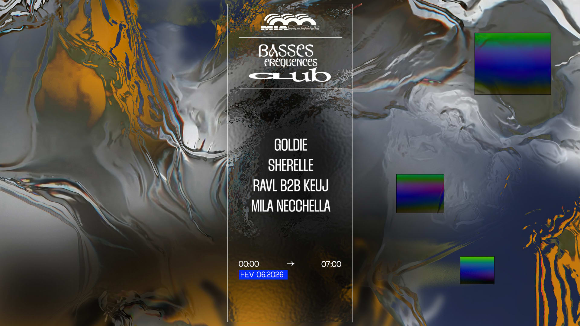 Basses Fréquences Club : Goldie, Mila Necchella, Sherelle