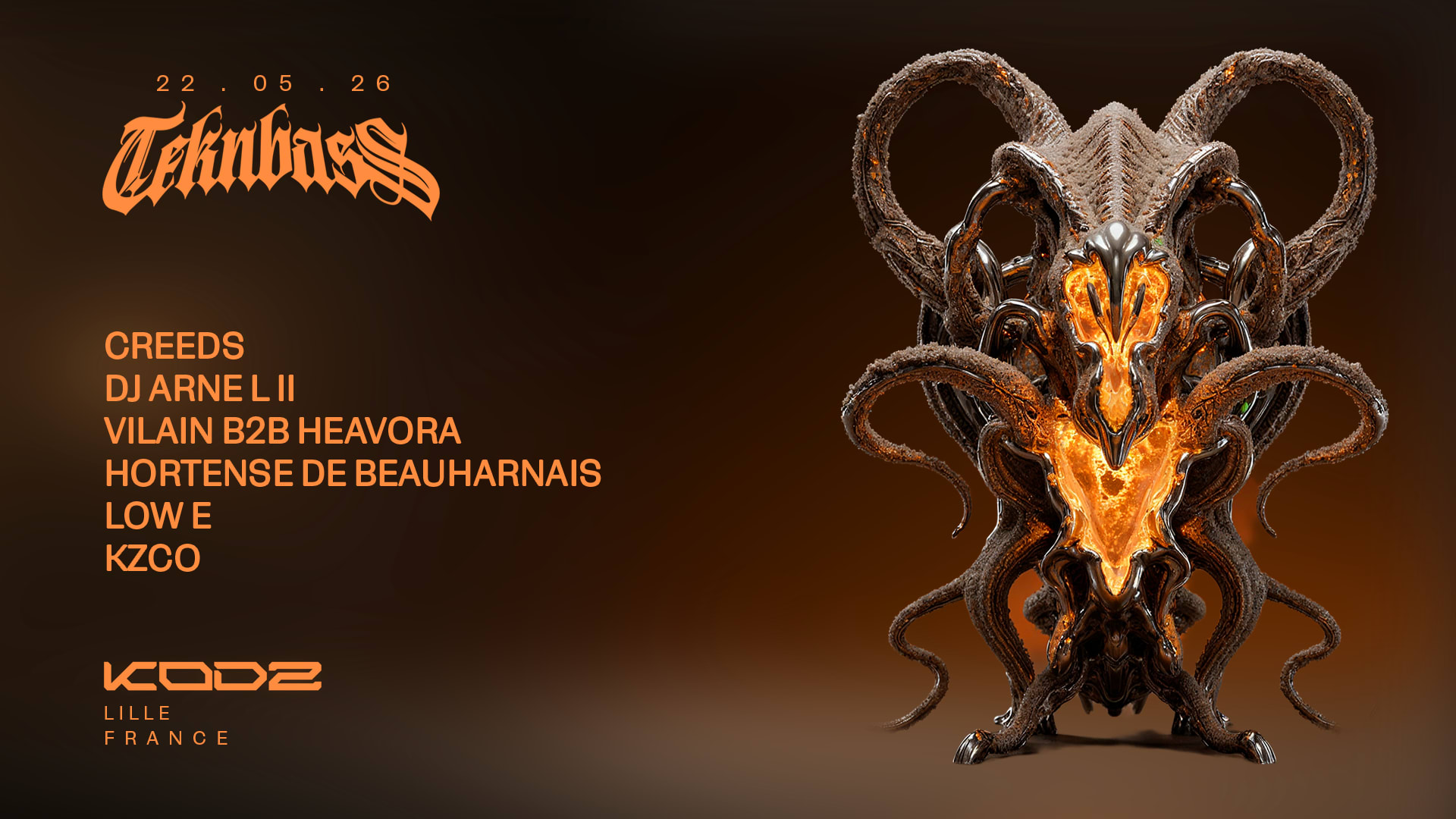 Kodz X Teknbass : Creeds, Dj Arne L II, Vilain B2b Heavora