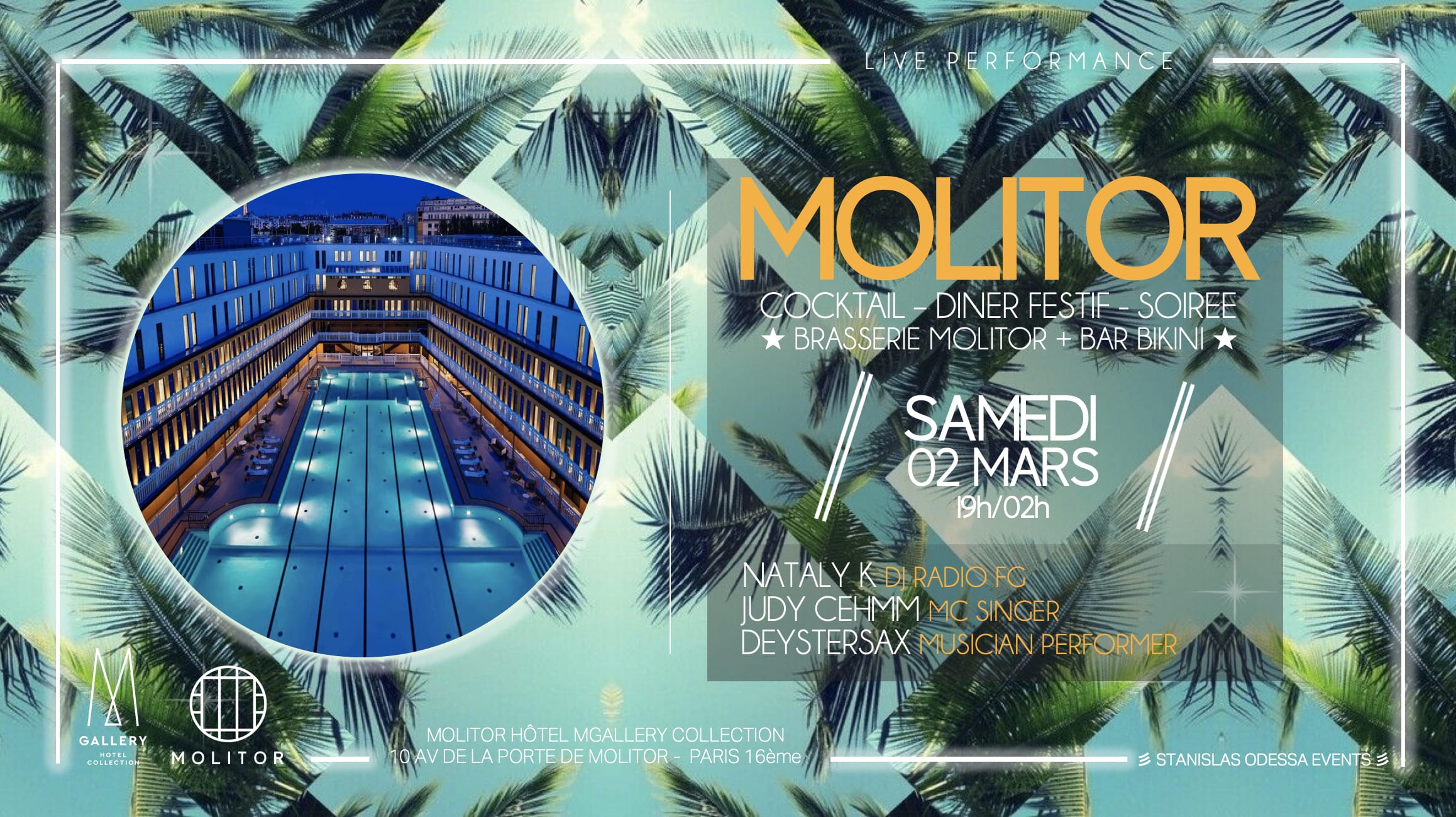 Molitor - Apero Cocktail X Diner Festif X Soiree Live