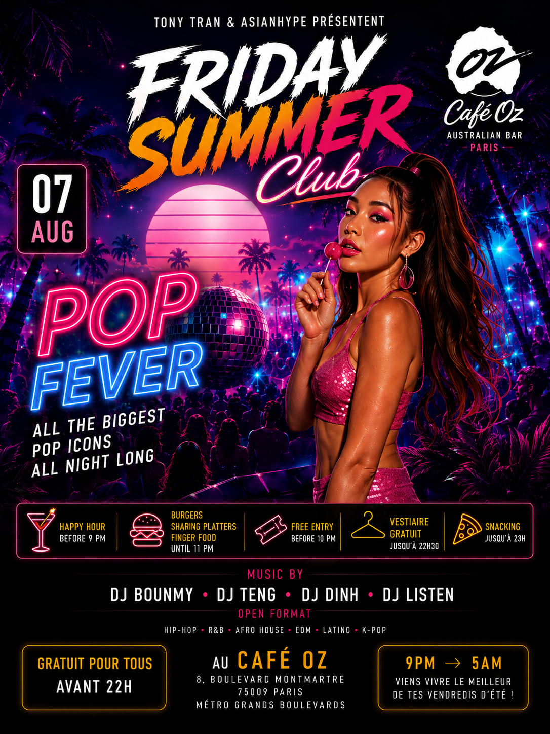 Friday Summer Club Café Oz X Pop Fever