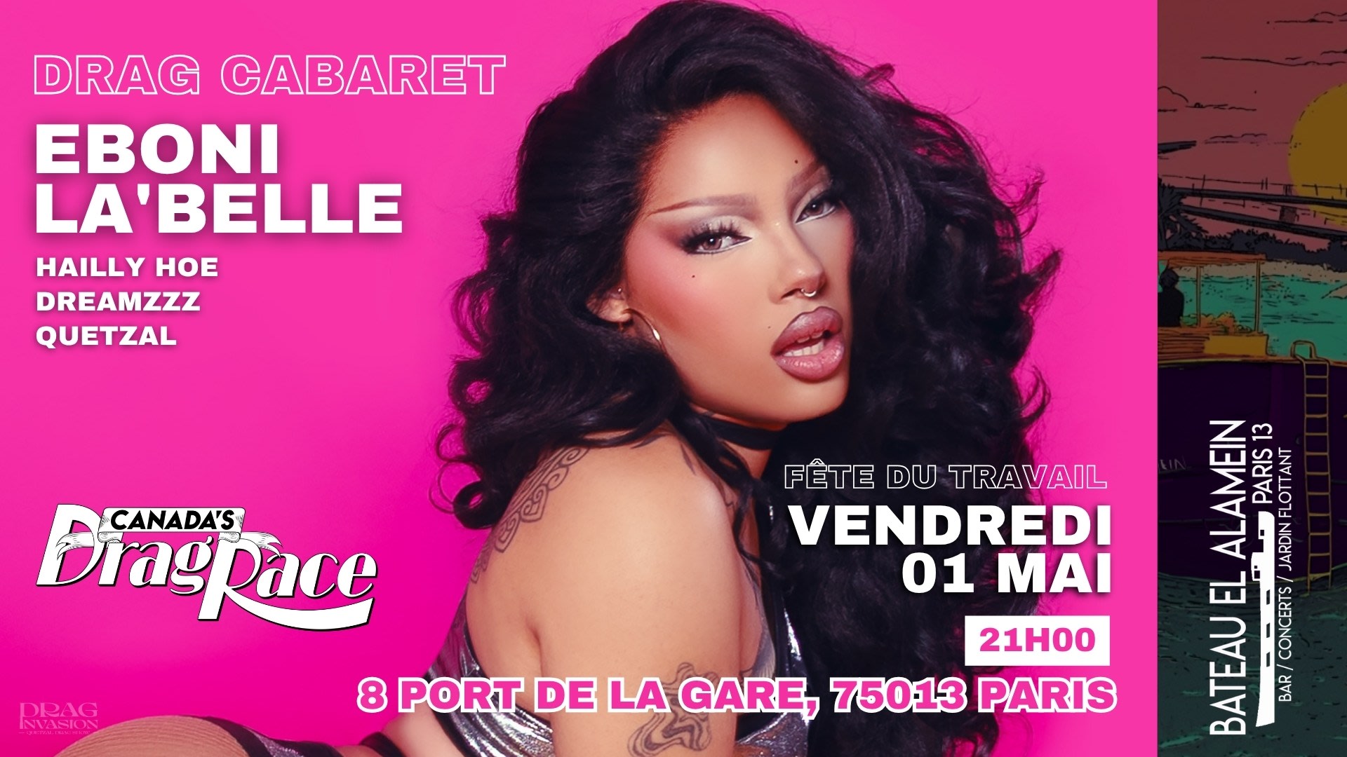 Ven 01/05 : Drag Live Avec Eboni La'belle Drag Race Canada