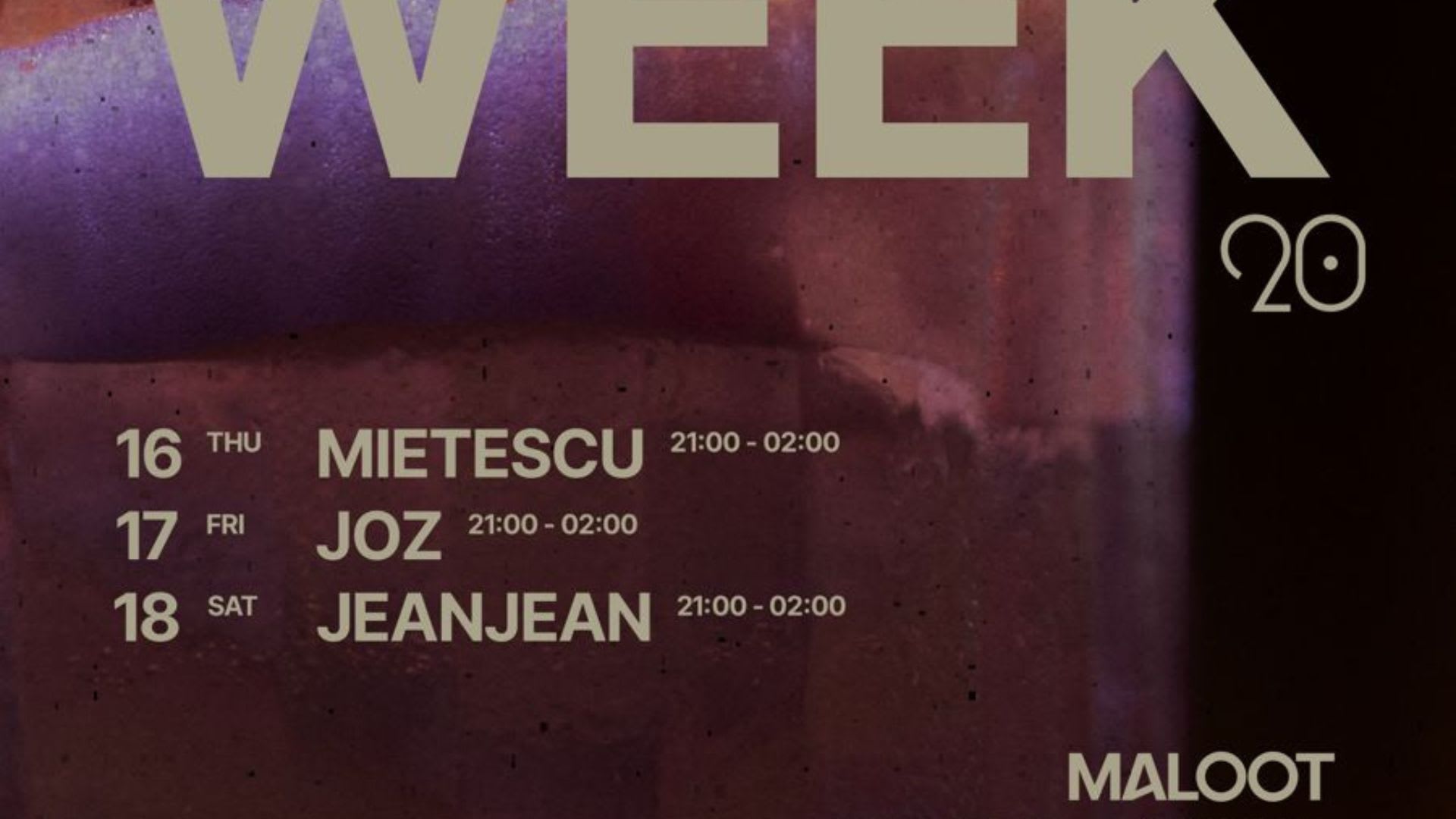 Week 20 : Agenda