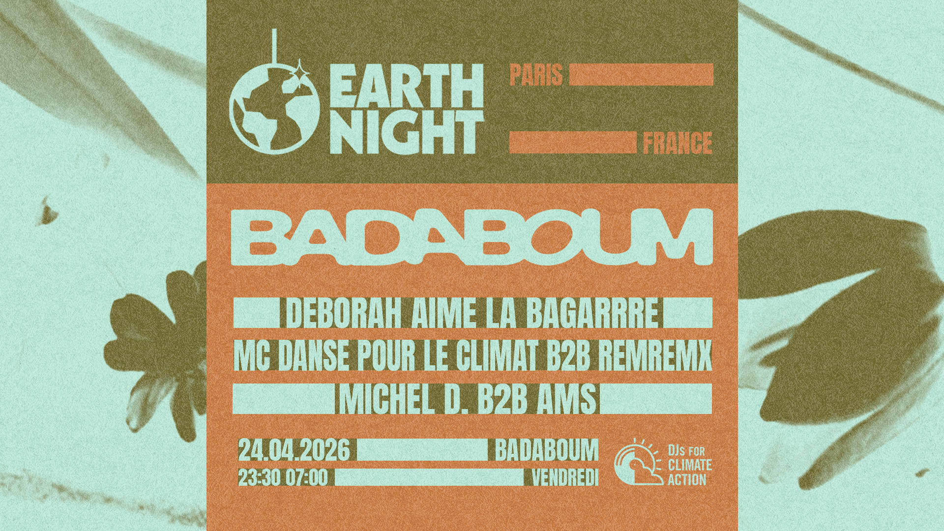 Club — Earth Night: Deborah Aime La Bagarre And More
