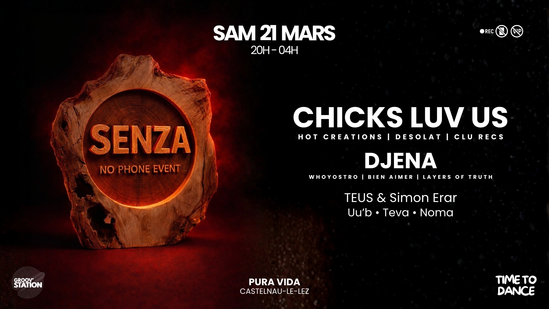 Senza (No Phone - Rec Experience) Invite : Chicks Luv Us