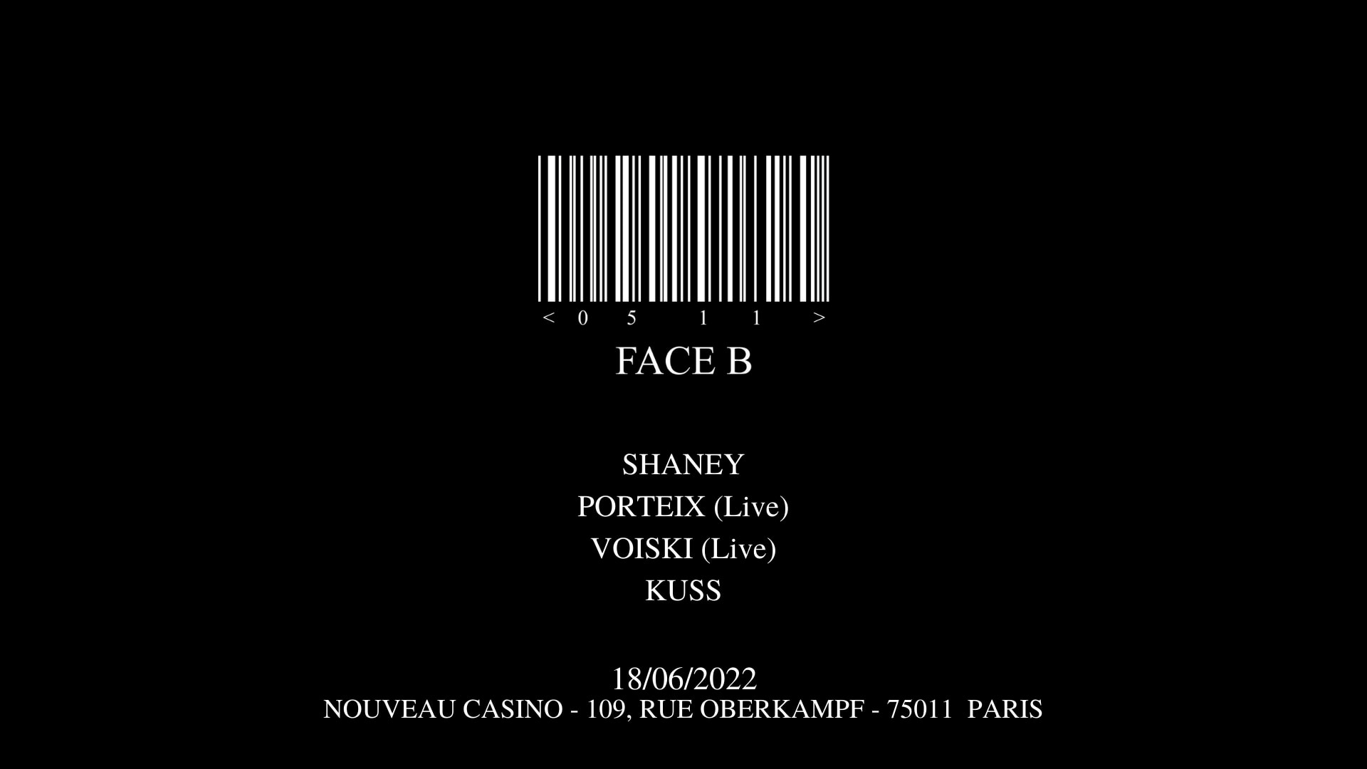 Face B #001 Invite Porteix, Voiski, Kuss Et Shaney