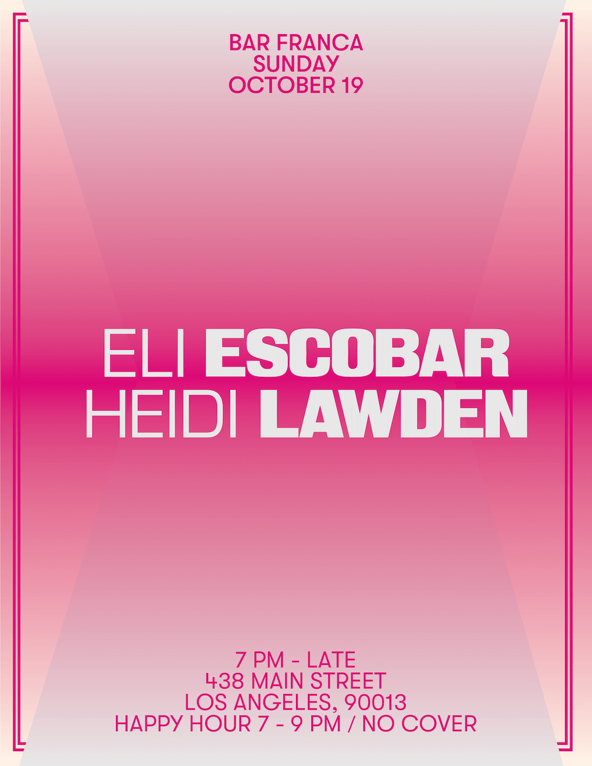 Bar Franca By Midnight Lovers W/ Eli Escobar, Heidi Lawden