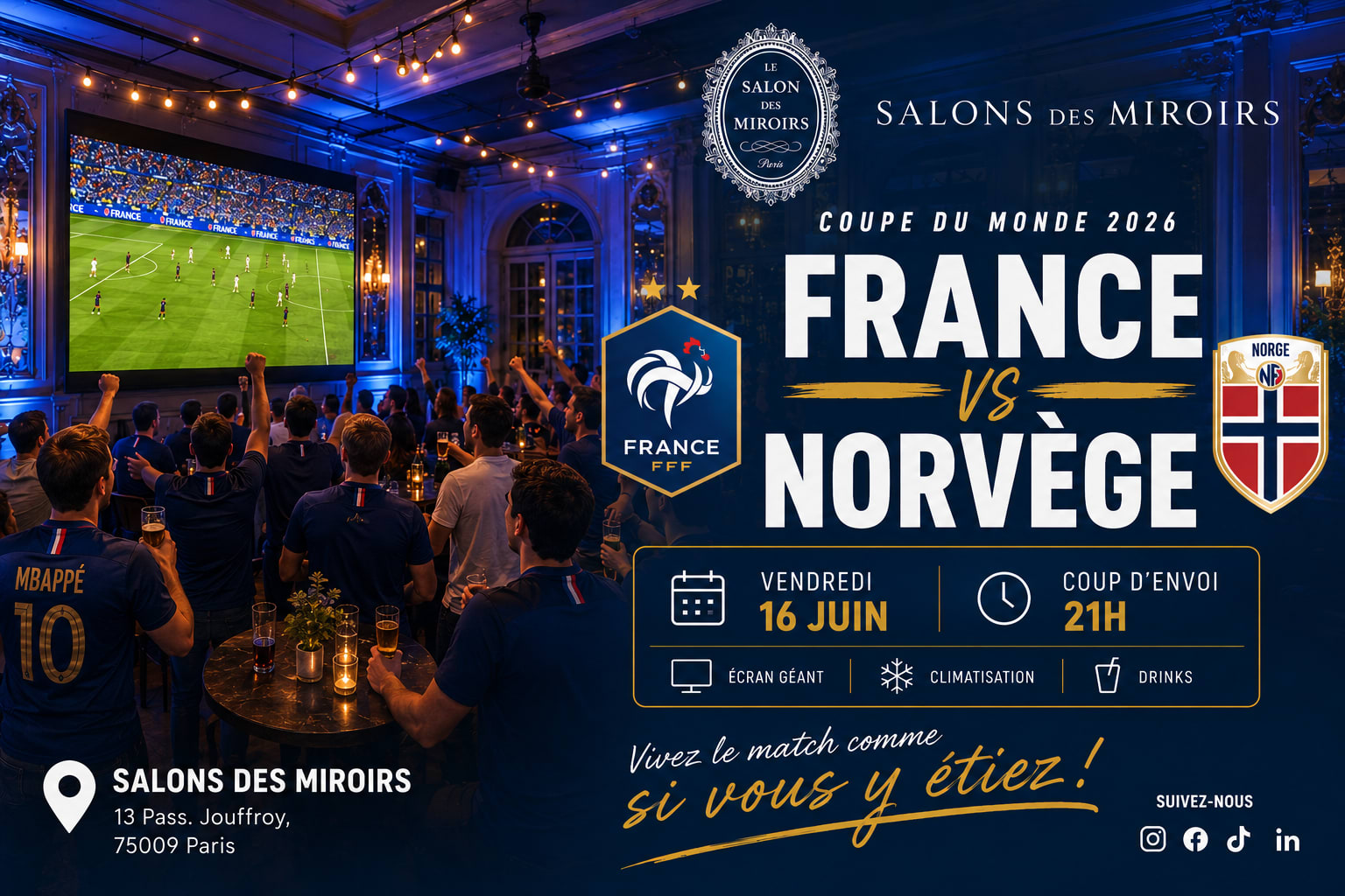 Fan Zone Cdm 2026 - France Vs Norvège Au Salon Des Miroirs