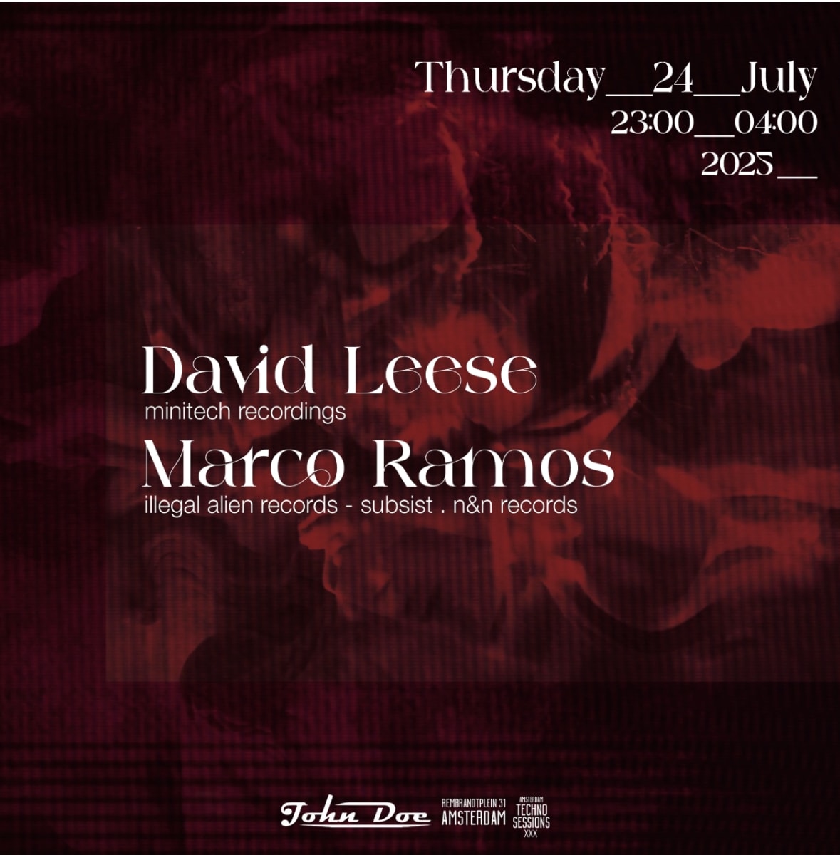 Amsterdam Techno Sessions W/ David Leese & Marco Ramos W30