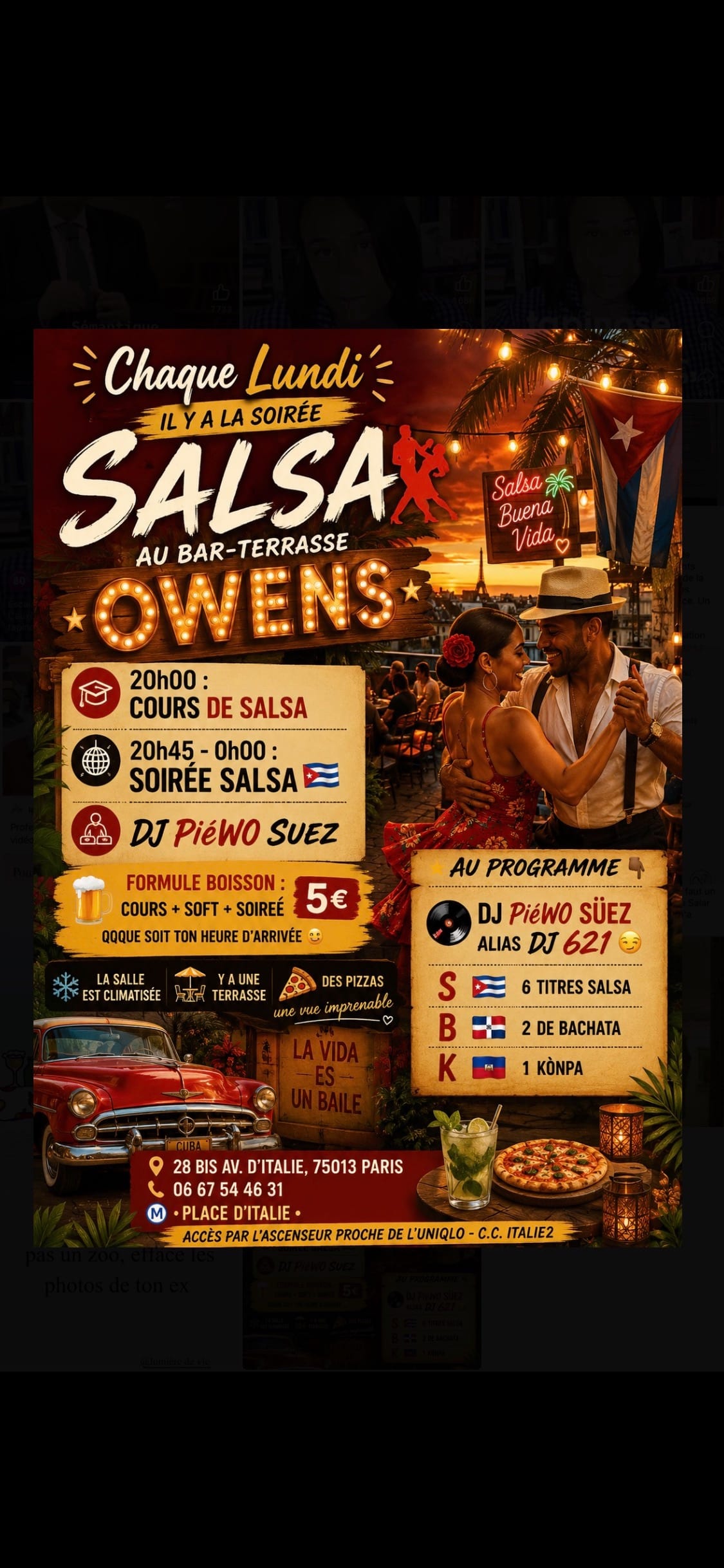 Lundi / Cours & Soirée Salsa Paris En Terrasse